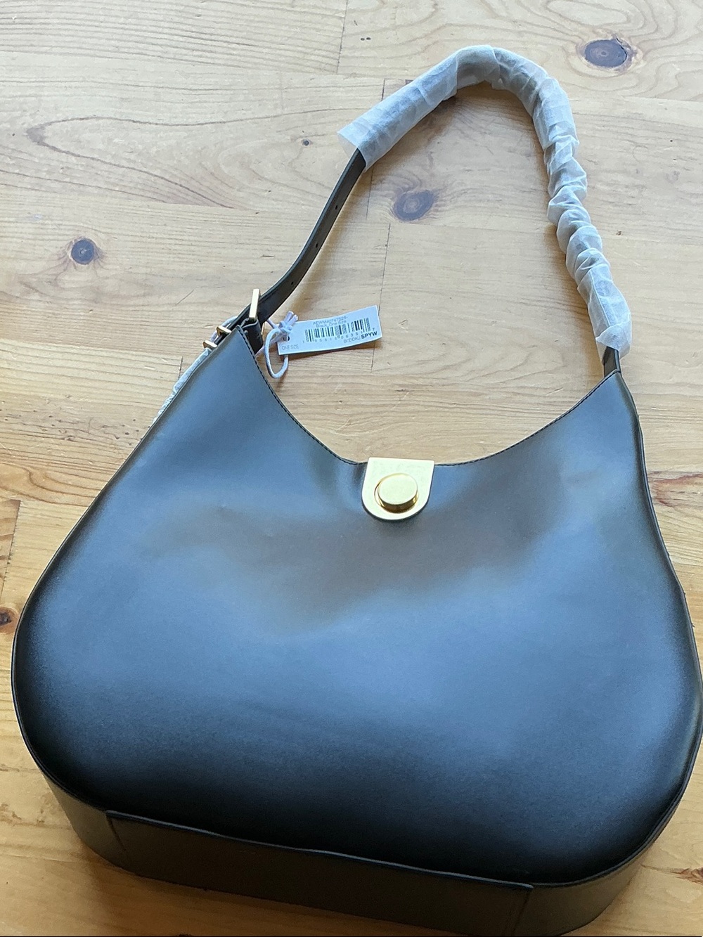 Amazon Black Shoulder Hobo Bag with Gold Accent